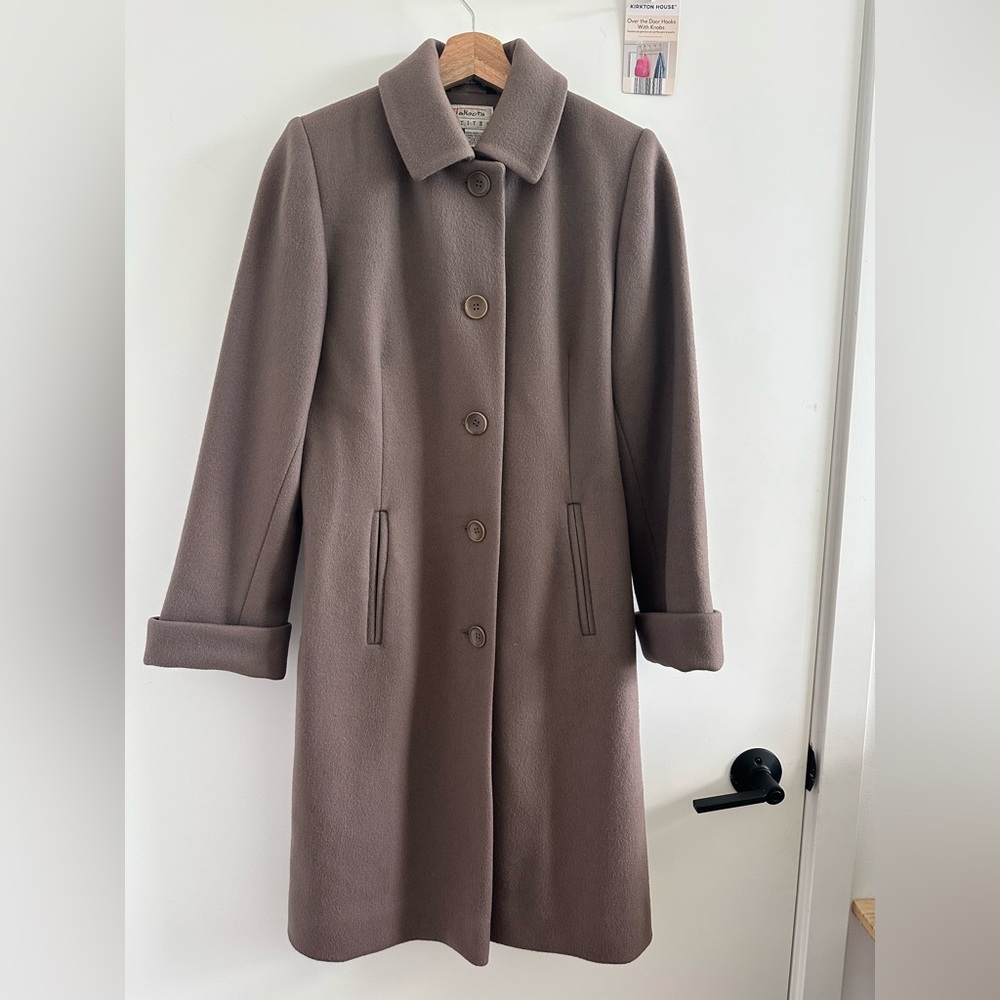 Talbots Petites 2P 100% Wool Brown Overcoat - Taupe